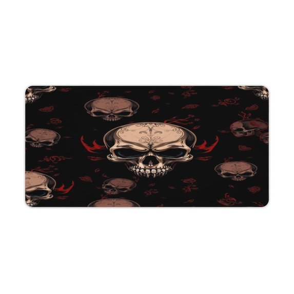 Ornate Skull Seamless Pattern Computer Mouse Pad Gaming Accessories Large Pad Deskmat Keyboard Pad