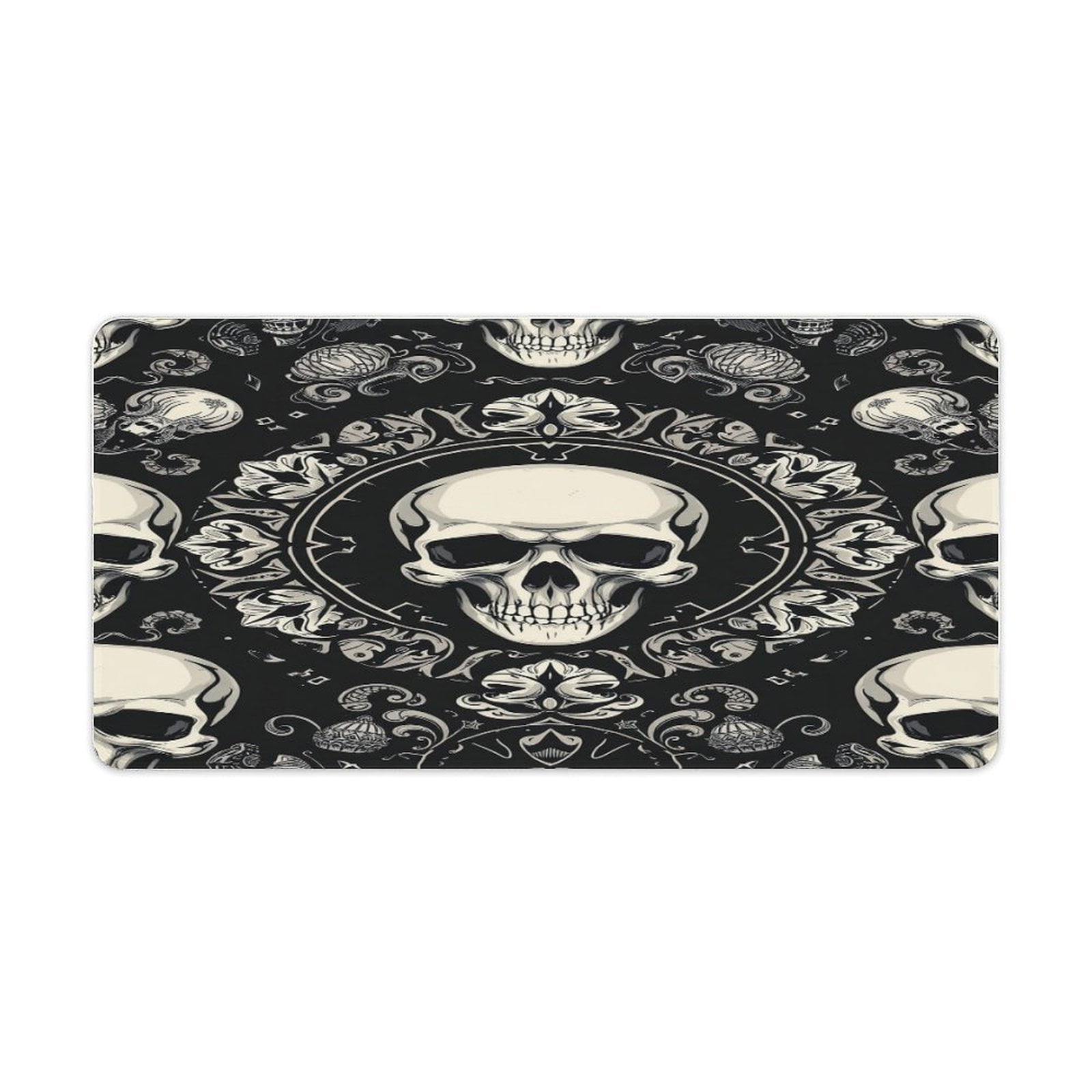 Ornate Skulls Dark Background Pattern Mousepad Gamer Desk Mat Large ...