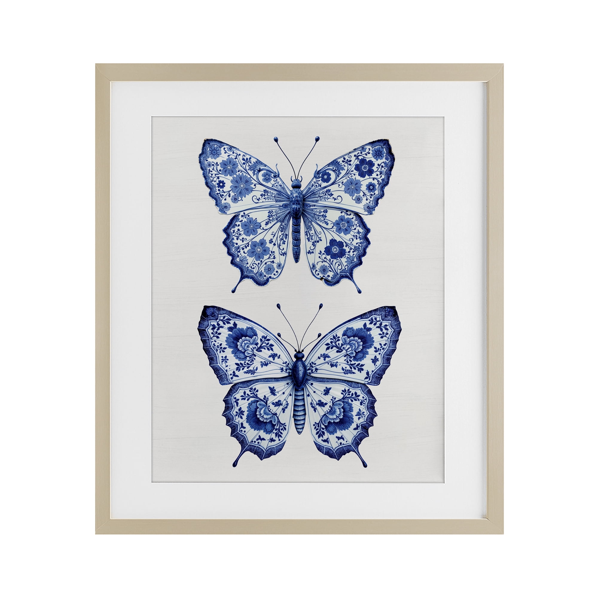 Ornate Toile Pattern Butterflies Birch Framed Print Under Glass, design by Lettered and Lined