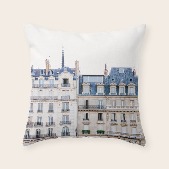 Ornate Townhouse Facades in and Slate Polyester Velvet Throw Pillow Cover, Cover Only, No Insert