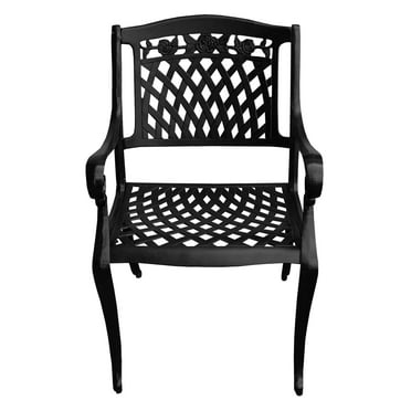 Ornate Traditional Outdoor Cast Aluminum Rose Patio Dining Chair