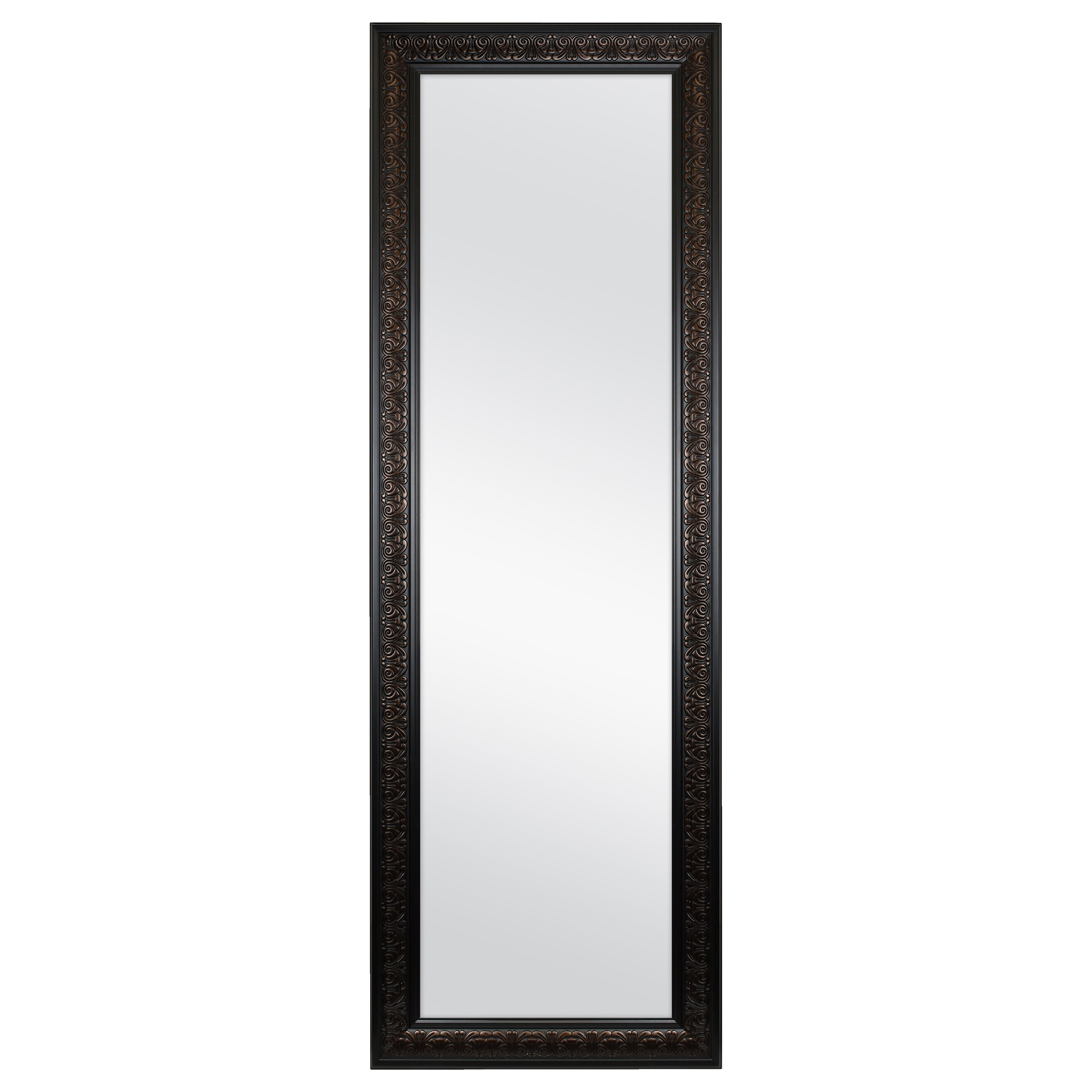 Ornate TwoTone OvertheDoor Framed Mirror, Bronze, 19" X 55" by