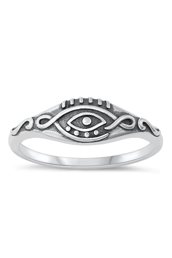 Ornate Vintage Oxidized Ring .925 Sterling Silver Bali Eye Band Jewelry Female Male Unisex Size 4