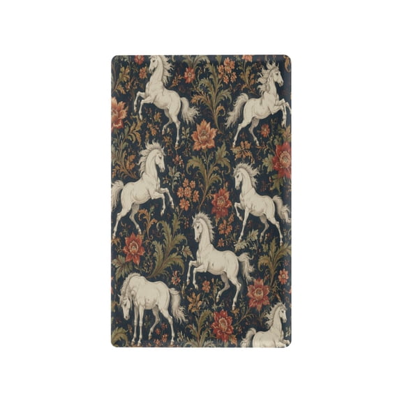 Ornate White Horse Print Decorative Wall Plate, Flame Retardant PC Plastic Light Switch & Outlet Cover with Mounting Screws Fits Blank Unused Outlet