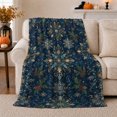 thumbnail image 1 of Ornate Winter Medallions in Victorian Holiday Style for Holiday Lovers, Pine Moon Snowflake Scene, Warm Flannel Blanket for Bedroom and Prayer Room, Christmas Gift, Winter Home Decor, 1 of 9