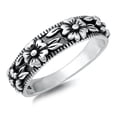 thumbnail image 1 of Ornate Woodland Flower Leaf Ring .925 Sterling Silver Band Jewelry Female Male Unisex Size 6, 1 of 4