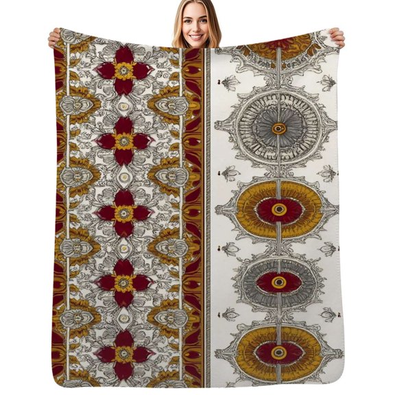 Ornate textile pattern design decor Soft Blanket Travel Bedding Throws Flannel Bedspread Sofa Bed Cover