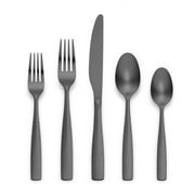 Ornative Flatware - KAEDE - 18/0 Stainless Steel, Matte Black Finish, 42pc Set with Chrome Drawer Organizer,Service for 8