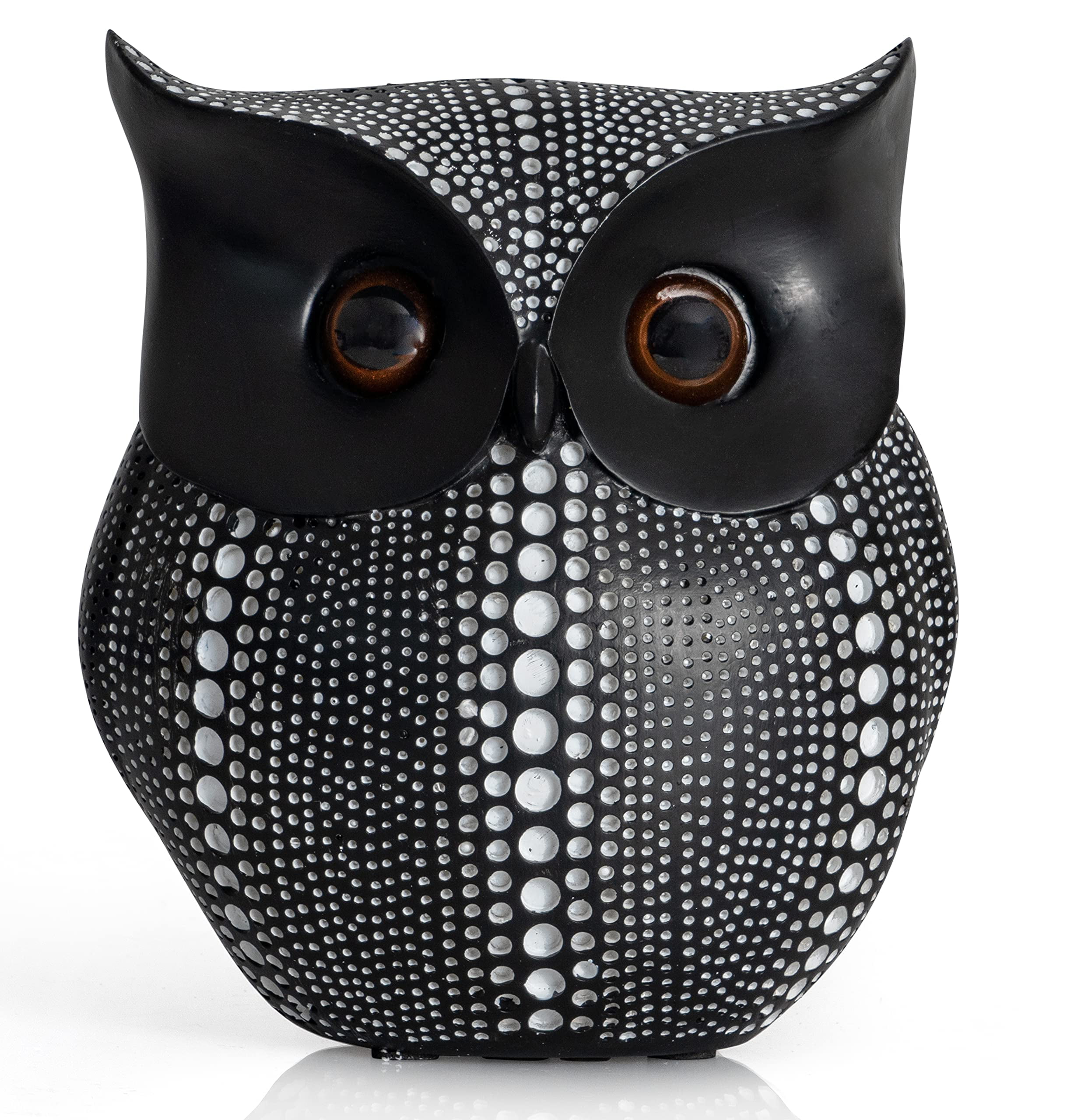 Black and White Polka Dot Owl Figurine - 4.5 inches