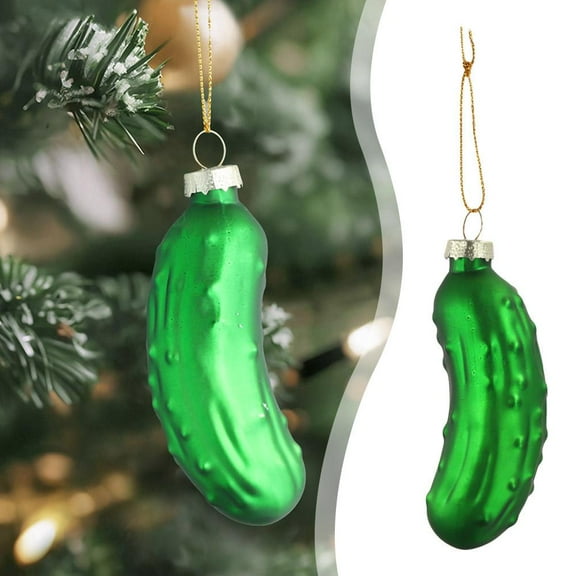 Ornativity Christmas Pickle Tree Ornament - Traditional Glass Blown Green Pickles Hanging Pickle Xmas Holiday Ornaments Decor