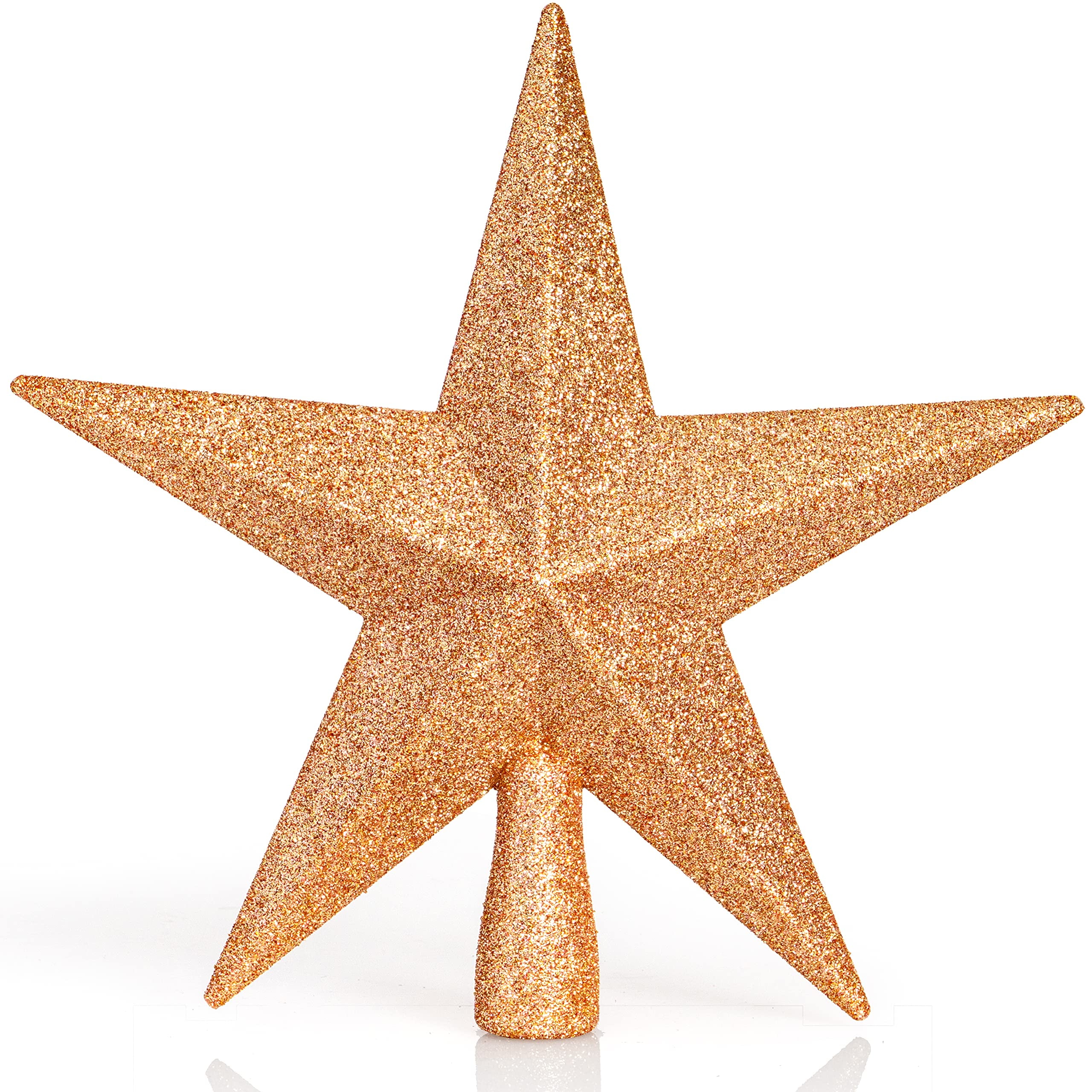 ORNATIVITY Jewel Star Tree Topper - Gold Glitter Sparkling Metal