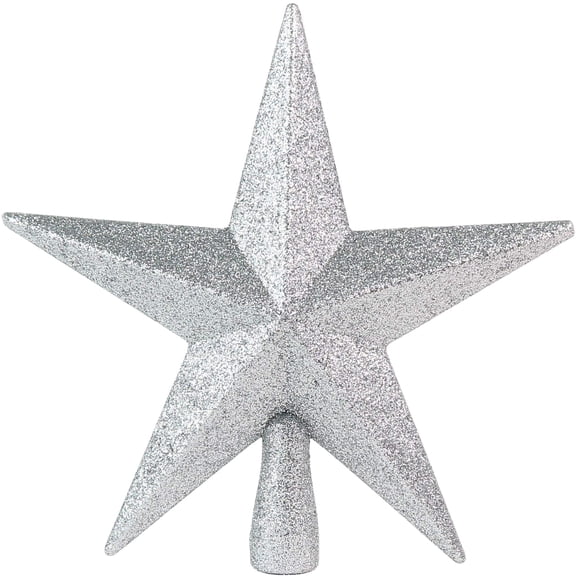 Ornativity Glitter Star Tree Topper - Christmas Silver Decorative Holiday Bethlehem Star Ornament 8”