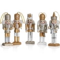 thumbnail image 1 of Ornativity Gold, Silver Christmas Mini Wooden King, Soldier Nutcrackers Xmas Tree Ornaments 5Pcs., 1 of 9