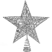 Ornativity Silver Star Tree Topper - Christmas Glitter Star Ornament Treetop Decoration