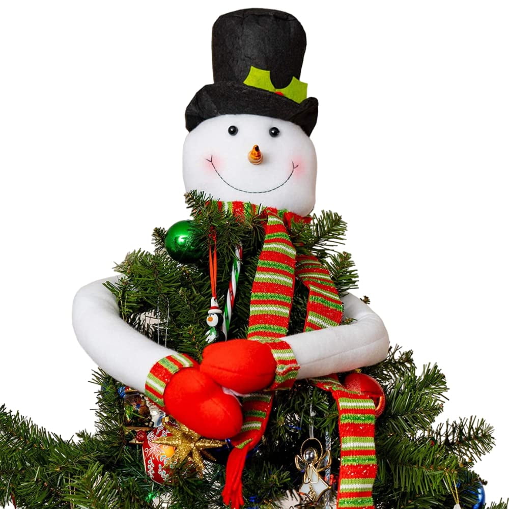 Frosty Snowman Christmas Tree Hugger Topper with Hat and Scarf
