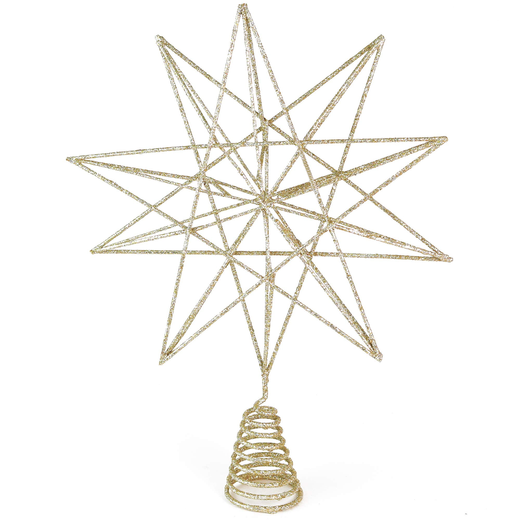 Gold Glitter 3D Metal Star Christmas Tree Topper
