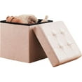thumbnail image 1 of Ornavo Home 15 Inch Square Storage Ottoman Cube, Tufted Square Faux Leather Storage Ottoman Chest, Footrest, Toy Chest Ottoman with Storage - (Cream), 1 of 7