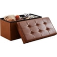thumbnail image 1 of Ornavo Home 30 Inch Foldable Storage Ottoman Bench, Tufted Large Faux Leather Storage Ottoman, Storage Chest, Foot Rest Stool, Bedroom Bench with Storage - (Mocha), 1 of 7