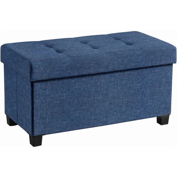 Ornavo Home 30 Inch Folding Storage Ottoman with Storage Bench, Large Storage Ottoman Bench, Storage Chest, Foot Rest Stool, Bedroom Bench with Storage