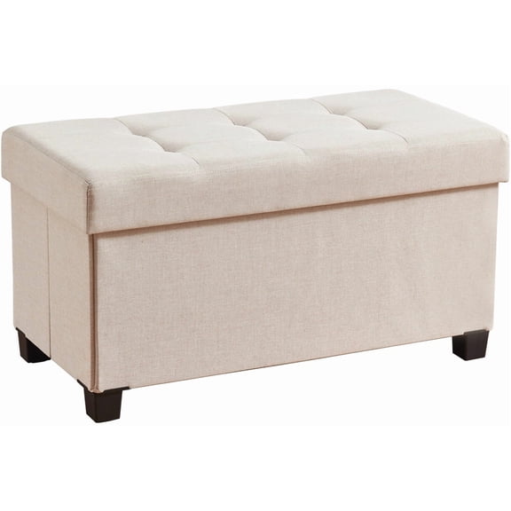 Ornavo Home 30 Inch Folding Storage Ottoman with Storage Bench, Large Storage Ottoman Bench, Storage Chest, Foot Rest Stool, Bedroom Bench with Storage