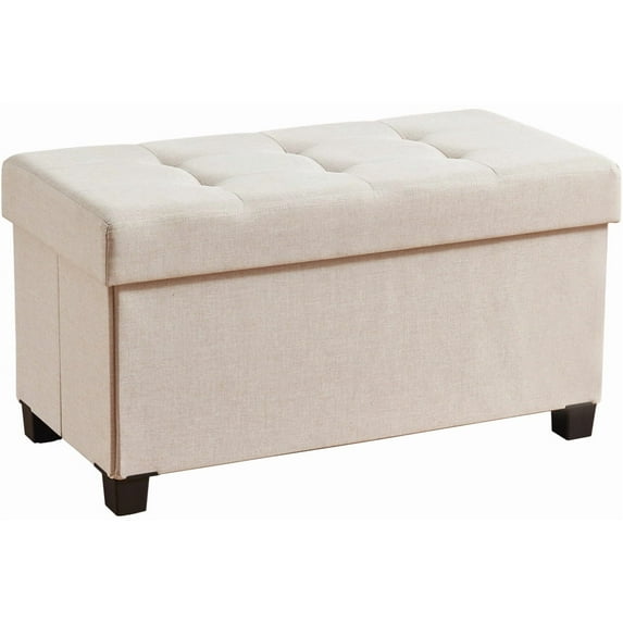 Ornavo Home 30 Inch Folding Storage Ottoman with Storage Bench, Large Storage Ottoman Bench, Storage Chest, Foot Rest Stool, Bedroom Bench with Storage