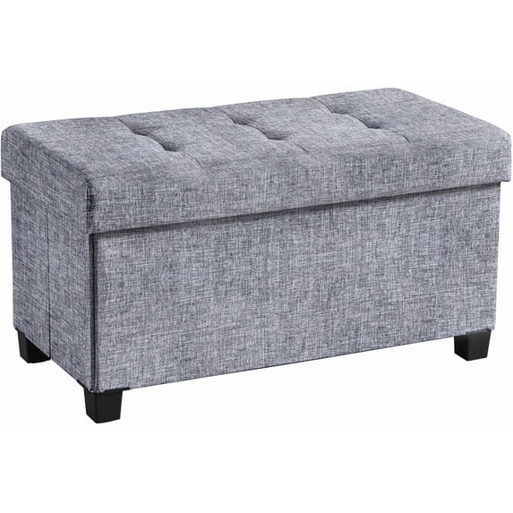 Ornavo Home 30 Inch Folding Storage Ottoman with Storage Bench, Large Storage Ottoman Bench, Storage Chest, Foot Rest Stool, Bedroom Bench with Storage