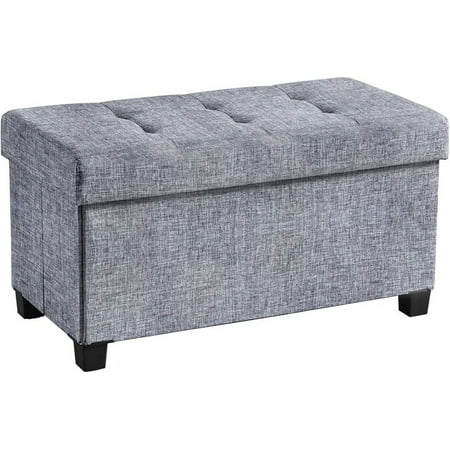 Ornavo Home 30 Inch Folding Storage Ottoman with Storage , Large Storage Ottoman , Storage Chest, Foot Rest Stool, Bedroom with Storage - Gray