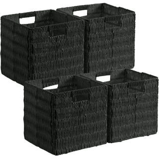 3 Pack Cube Storage Bins Th Lids, Rattan Woven Decorative Storage Boxes,  Cker Storage Baskets For Shelves, Storage Containers For Organiz