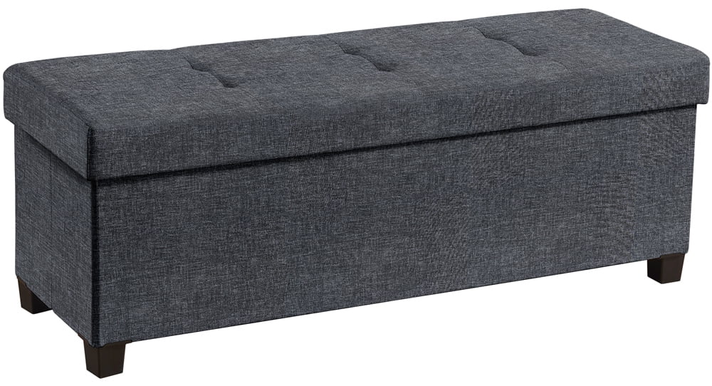 Ornavo Home 43 Inch Folding Storage Ottoman with Storage Bench, Long Large Storage Ottoman Bench, Storage Chest, Foot Rest Stool, Bedroom Bench with Storage