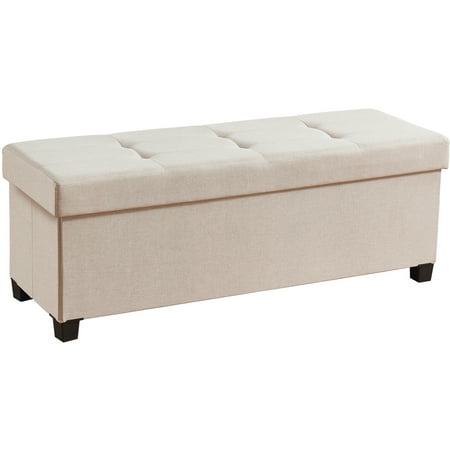 Ornavo Home 43 Inch Folding Storage Ottoman with Storage Bench, Long Large Storage Ottoman Bench, Storage Chest, Foot Rest Stool, Bedroom Bench with Storage