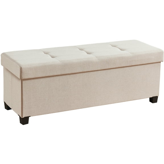 Ornavo Home 43 Inch Folding Storage Ottoman with Storage Bench, Long Large Storage Ottoman Bench, Storage Chest, Foot Rest Stool, Bedroom Bench with Storage