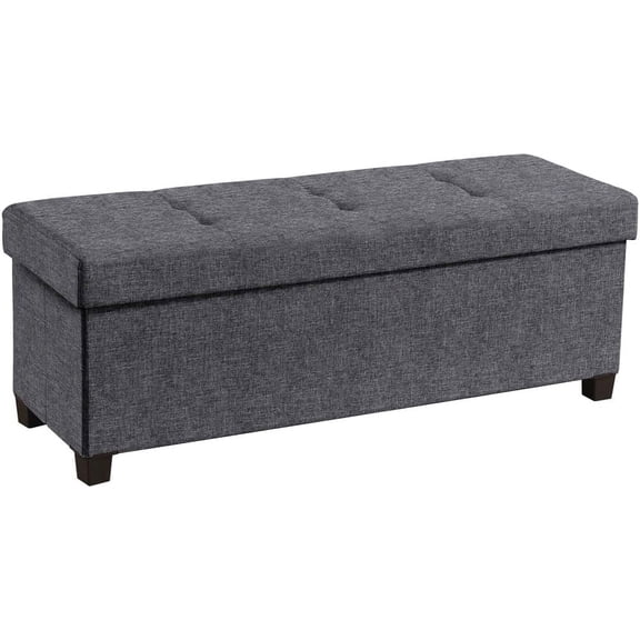 Ornavo Home 43 Inch Storage Ottoman, Large Storage Bench, Ottoman with Storage with Legs, Foot Rest Stool, Bedroom Bench - Dark Gray