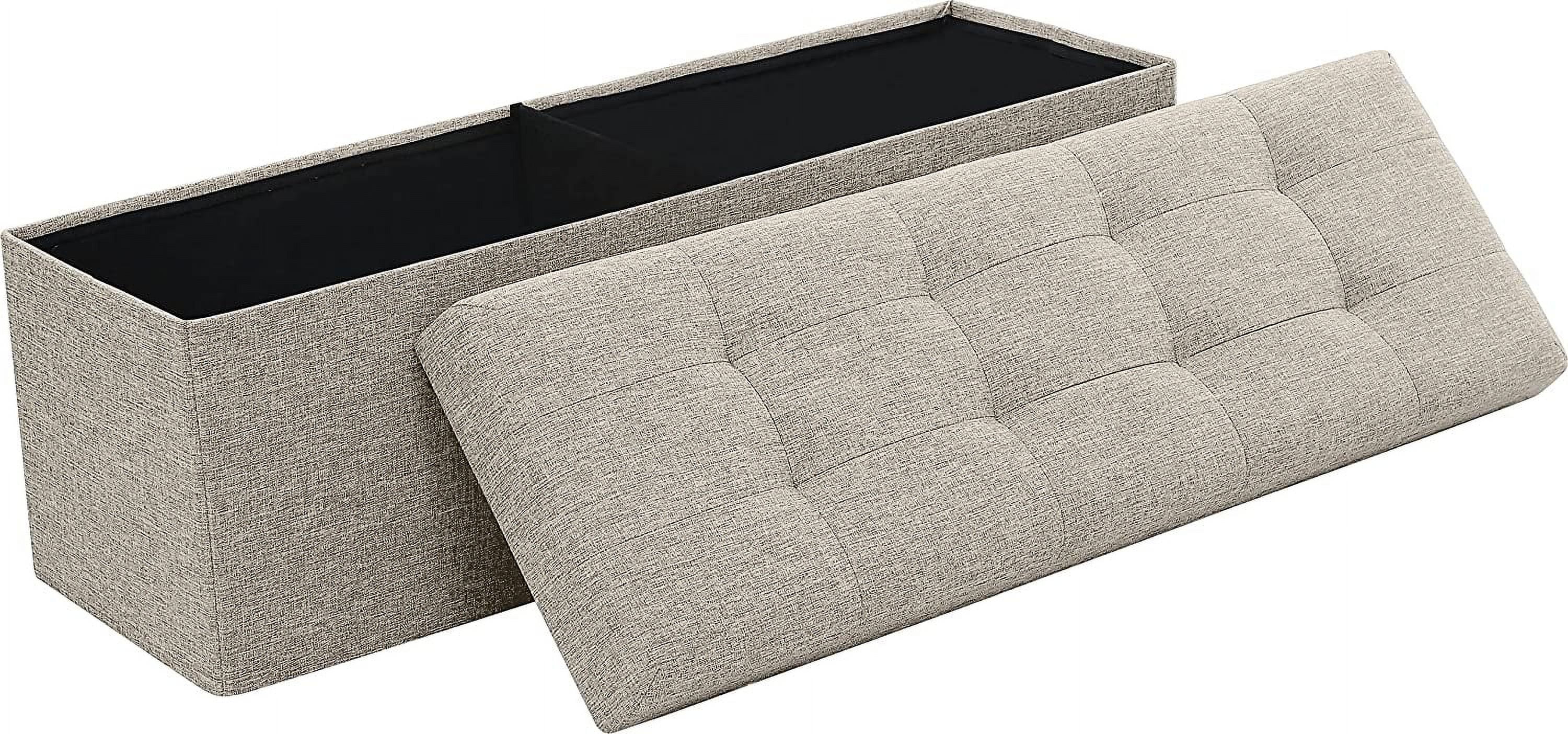 Ornavo Home 45 Inch Folding Storage Ottoman with Storage Bench, Long