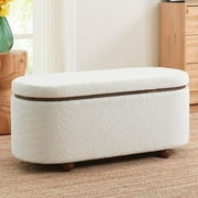 Ornavo Home Boucle Storage Ottoman Bench Teddy Storage Bench with Removeable Lid for Entryway Bench, Bedroom, Living Room