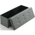 thumbnail image 1 of Ornavo Home Foldable Tufted Linen Large Storage Ottoman Bench Foot Rest Stool/Seat - 15" x 43" x 15", 1 of 6