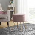 thumbnail image 1 of Ornavo Home Modern Round Velvet Storage Ottoman Foot Rest Stool/Seat with Gold Metal Legs & Tray Top Coffee Table - Blush, 1 of 5