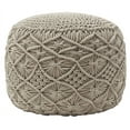 thumbnail image 1 of Ornavo Home Pouf Ottoman Foot Rest - 100% Cotton Pouffe - Hand Knitted Macrame Braid - Boho Round Stuffed Ottoman for Living Room, Bedroom, 1 of 6