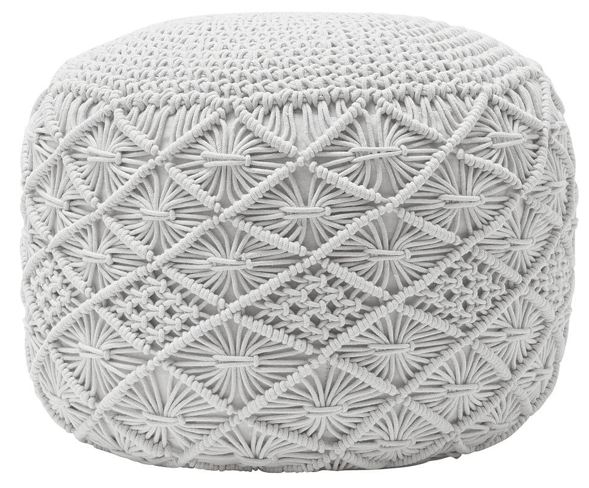 Ornavo Home Pouf Ottoman Foot Rest - 100% Cotton Pouffe - Hand Knitted ...