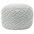 thumbnail image 1 of Ornavo Home Pouf Ottoman Foot Rest - 100% Cotton Pouffe - Hand Knitted Macrame Braid - Boho Round Stuffed Ottoman for Living Room, Bedroom, 1 of 6