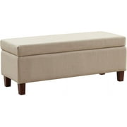 Ornavo Home Storage Ottoman Bench Upholstered Rectangle Storage Ottoman with Hinge Lid for Entryway, Bedroom, Living Room, Linen Beige