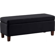 Ornavo Home Storage Ottoman Bench Upholstered Rectangle Storage Ottoman with Hinge Lid for Entryway, Bedroom, Living Room, Velvet Black