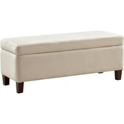 Ornavo Home Storage Ottoman Bench Upholstered Rectangle Storage Ottoman with Hinge Lid for Entryway, Bedroom, Living Room, Velvet Cream