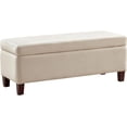 thumbnail image 1 of Ornavo Home Storage Ottoman Bench Upholstered Rectangle Storage Ottoman with Hinge Lid for Entryway, Bedroom, Living Room, Velvet Cream, 1 of 7