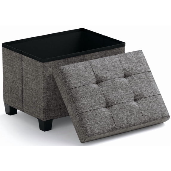 Ornavo Home Storage Ottoman Small Rectangle Ottoman with Legs, Foot Rest Stool Seat, Load up to 600 LB, for Living Room, Bedroom, Home Office, Dorm - 12 x 16 x 12, Dark Gray