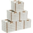 thumbnail image 1 of Ornavo Home Wicker Storage Cubes Bin, 13 x 13 Inch Storage Cubes Shelf Basket Collapsible Natural Hand Woven Paper Kallax Storage Cube Bin with Handles - Set of 6, White/Brown, 1 of 7