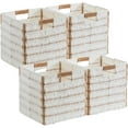 thumbnail image 1 of Ornavo Home Wicker Storage Cubes Bin, 13 x 13 Inch Storage Cubes Shelf Basket Collapsible Natural Hand Woven Paper Kallax Storage Cube Bin with Handles - Set of 4, White/Brown, 1 of 7