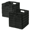 thumbnail image 1 of Ornavo Home Wicker Storage Cubes Bin, 9 Inch Storage Shelf Basket Collapsible Natural Hand Woven Paper Storage Cube Bin with Handles - Set of 2, Black, 1 of 7