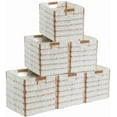 thumbnail image 1 of Ornavo Home Wicker Storage Cubes Bin, 9 Inch Storage Shelf Basket Collapsible Natural Hand Woven Paper Storage Cube Bin with Handles - Set of 6, White/Brown, 1 of 7