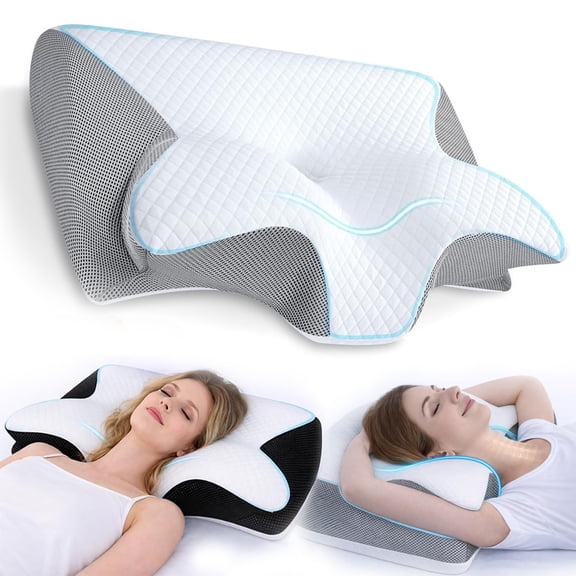 Ornexis Migraine Pillow - Stop Migraines at The Source, Ornexis Cervical Migraine Neck Pillow, Ergonomic Contour Support Pillow with Adaptive Foam for Stays Supportive, During The Night (Grey)