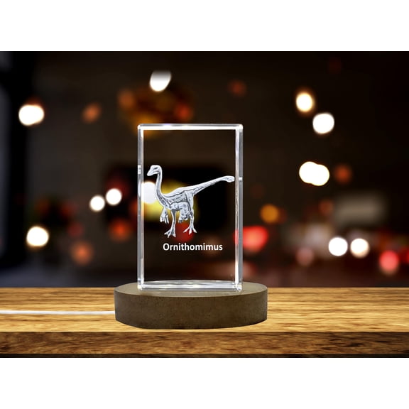 Ornithomimus Dinosaur 3D Engraved Crystal 3D Engraved Crystal Keepsake/Gift/Decor/Collectible/Souvenir